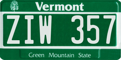 VT license plate ZIW357