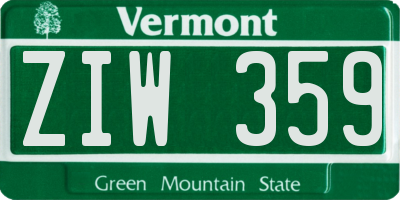 VT license plate ZIW359