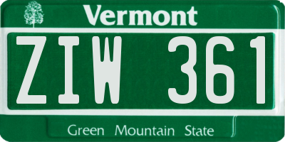 VT license plate ZIW361