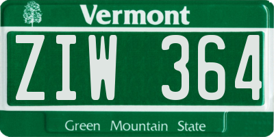 VT license plate ZIW364
