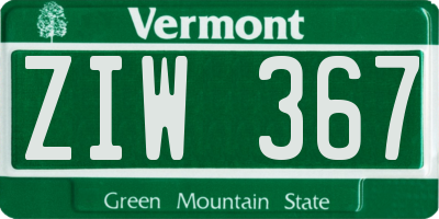 VT license plate ZIW367