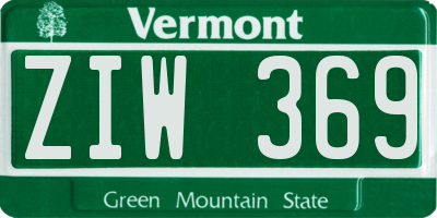 VT license plate ZIW369