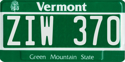 VT license plate ZIW370