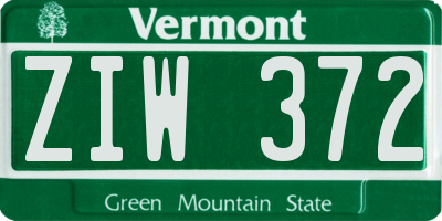 VT license plate ZIW372