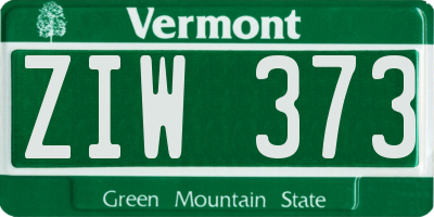 VT license plate ZIW373