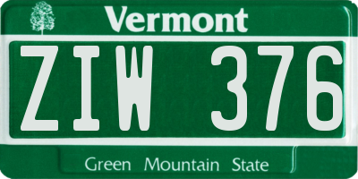 VT license plate ZIW376