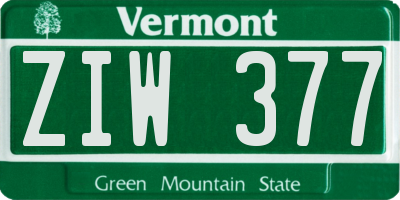VT license plate ZIW377