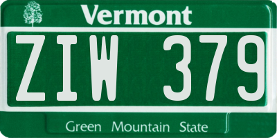 VT license plate ZIW379