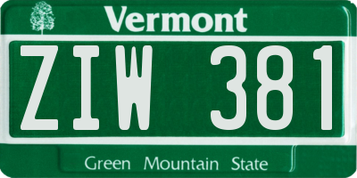 VT license plate ZIW381