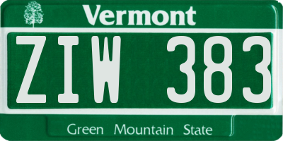 VT license plate ZIW383