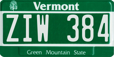 VT license plate ZIW384