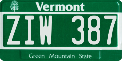 VT license plate ZIW387