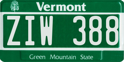 VT license plate ZIW388