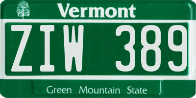 VT license plate ZIW389