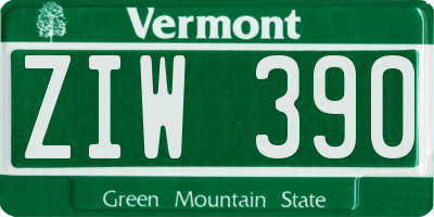 VT license plate ZIW390