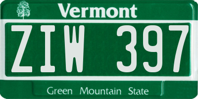 VT license plate ZIW397
