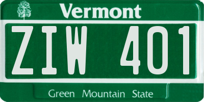 VT license plate ZIW401