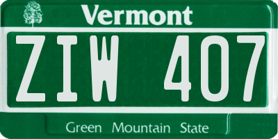 VT license plate ZIW407
