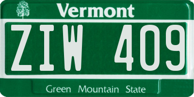VT license plate ZIW409