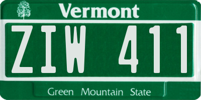 VT license plate ZIW411