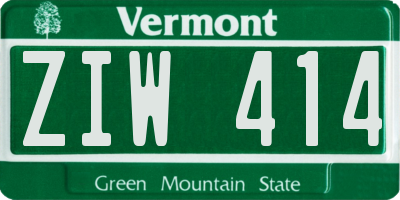 VT license plate ZIW414