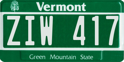 VT license plate ZIW417