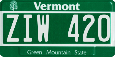 VT license plate ZIW420