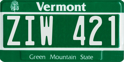 VT license plate ZIW421