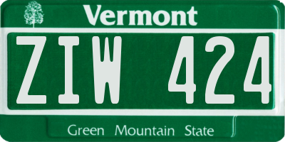VT license plate ZIW424