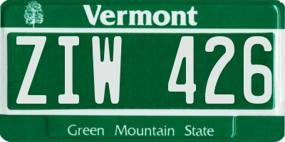 VT license plate ZIW426