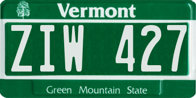 VT license plate ZIW427