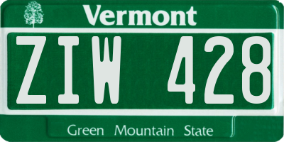 VT license plate ZIW428