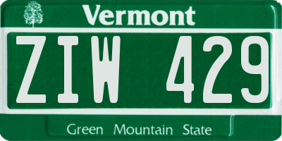 VT license plate ZIW429