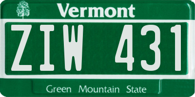 VT license plate ZIW431