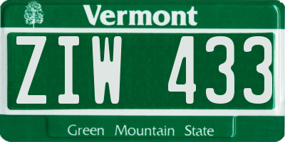 VT license plate ZIW433