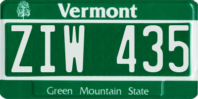 VT license plate ZIW435