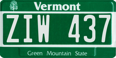VT license plate ZIW437