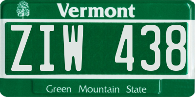 VT license plate ZIW438