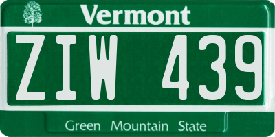 VT license plate ZIW439