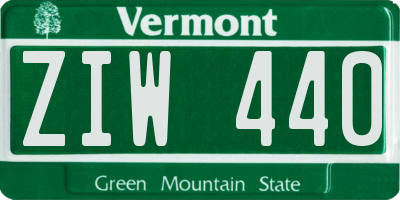 VT license plate ZIW440