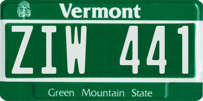 VT license plate ZIW441