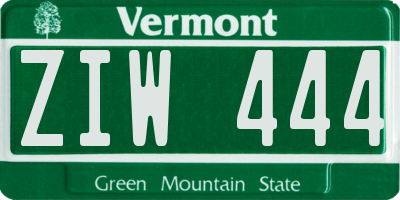 VT license plate ZIW444