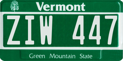 VT license plate ZIW447