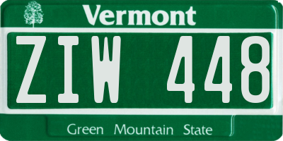 VT license plate ZIW448