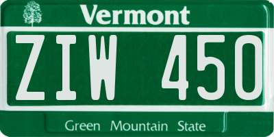 VT license plate ZIW450