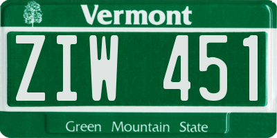 VT license plate ZIW451