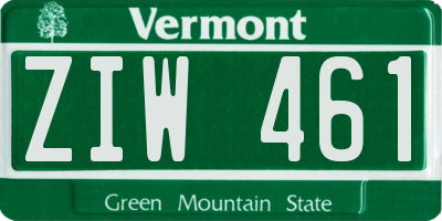 VT license plate ZIW461