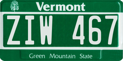 VT license plate ZIW467