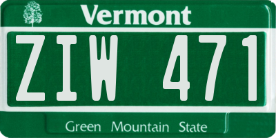 VT license plate ZIW471