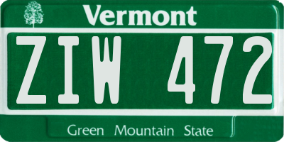 VT license plate ZIW472